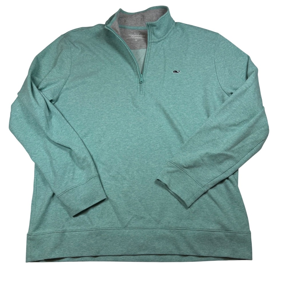 Vineyard Vines Performance Quarter Zip Pullover Mens XL Green Heathered